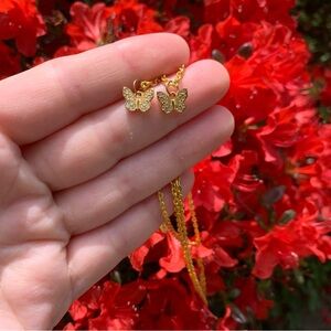 Gold Butterfly Necklace Tiny Butterfly Pendant Necklace